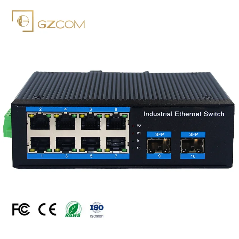 Industrial Gigabit Managed Ethernet Switch, 8-Ports 10/100/1000Base-TX RJ45,  8 Ports 100/1000Base-FX Fast SFP Uplink