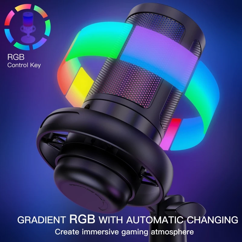 RGB Mic PC Micros Microfone Mikrofon Microfono Profesional Nubwo G06 Wireless Headset Gaming RGB Microphone with Boom Arm Stand