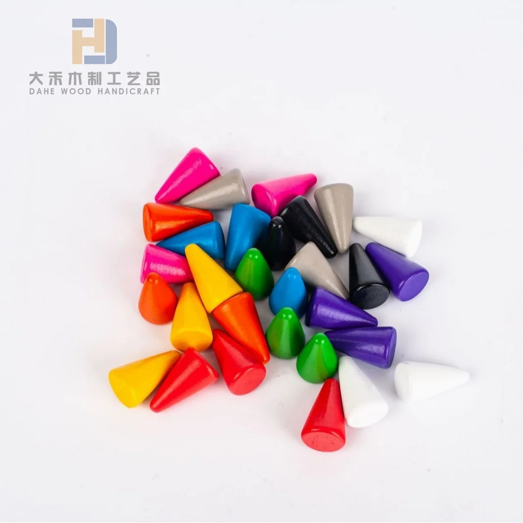 Multi-color Wooden Cone Meeple Custom Wood Conical Pawns Chess Pawn Pieces for Board Game Playing Parts Tokens