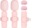 Doppio microfono rosa - Interfaccia Apple + 2 palline di pelo rosa