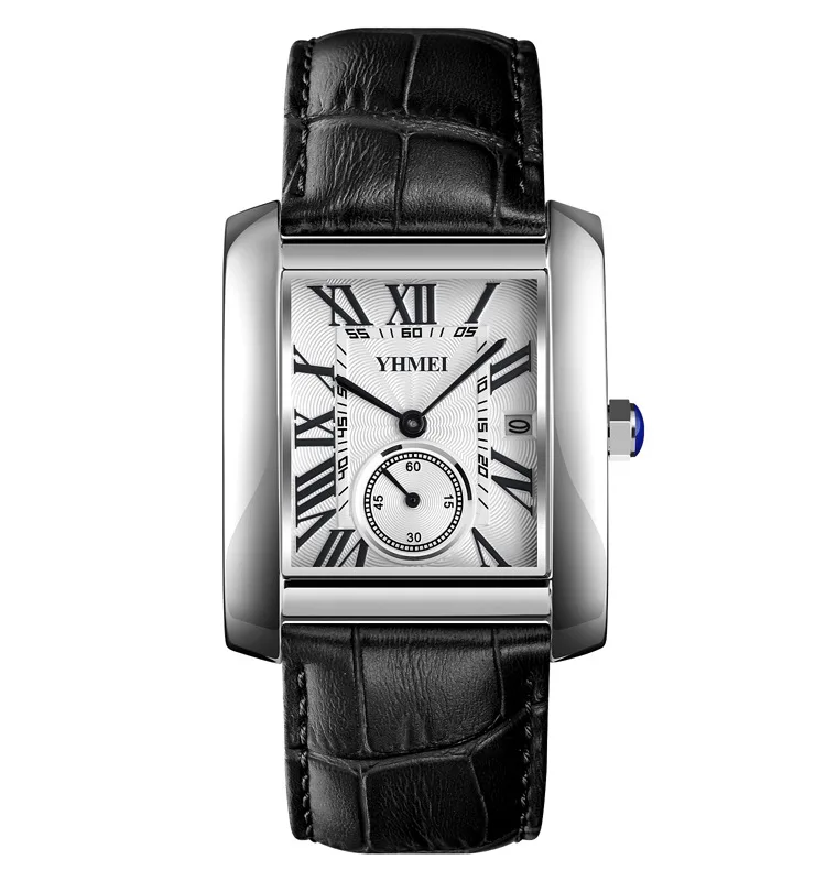 SYN Fashion Quartz Watch Men's Leather Strap Watch Two-Hand Dial Waterproof Watch Men Watch