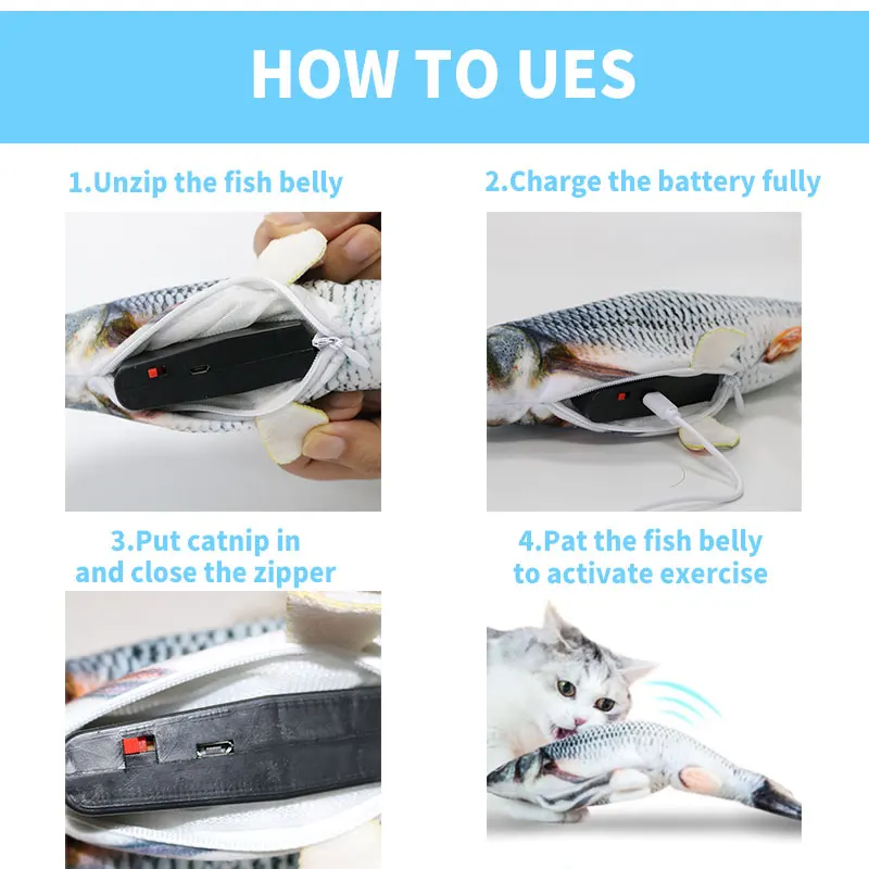Usb Electric Moving Fish Catnip Dancing Fish Cat Toy Cat Flopping