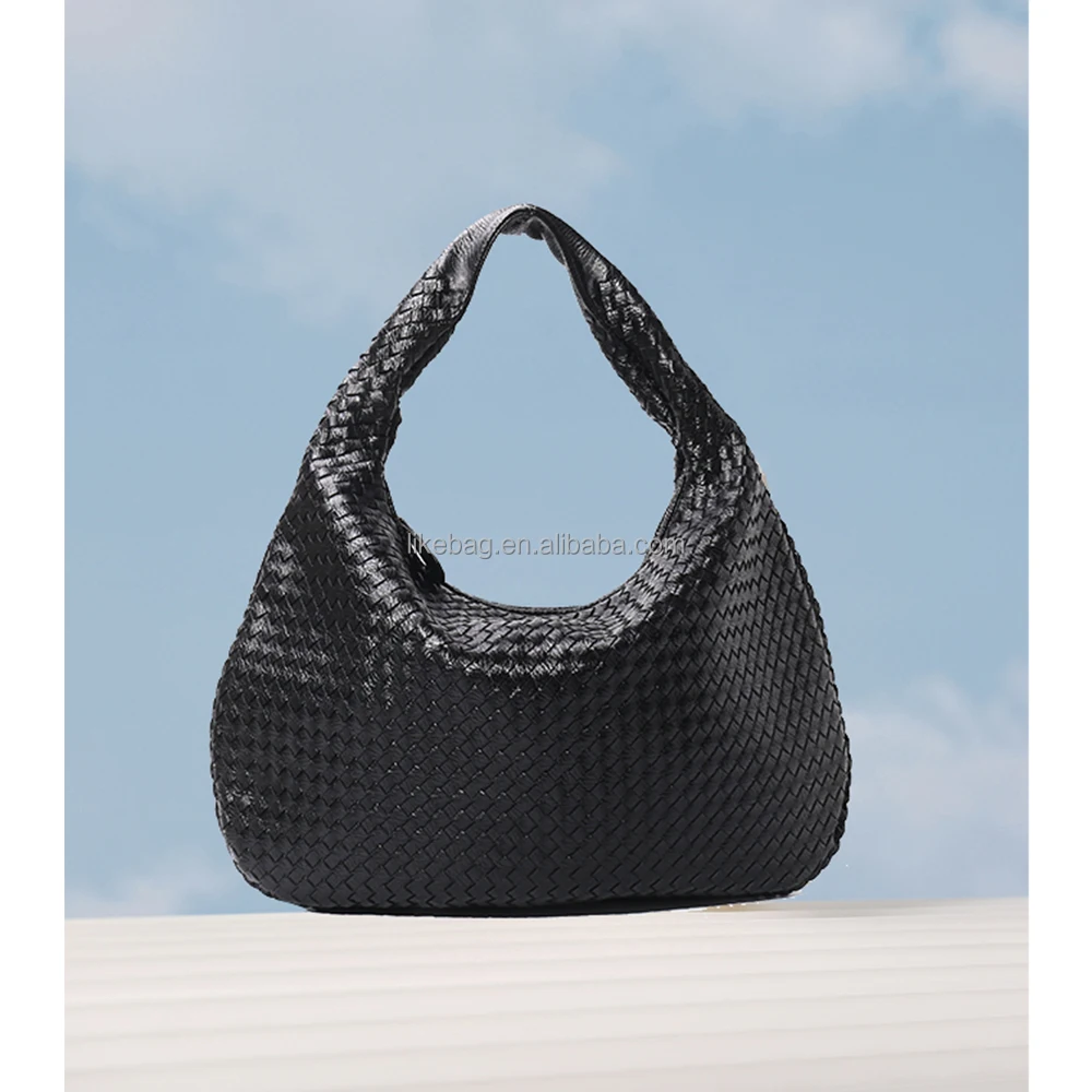 likebag women large leather hobo bag handmade woven casual