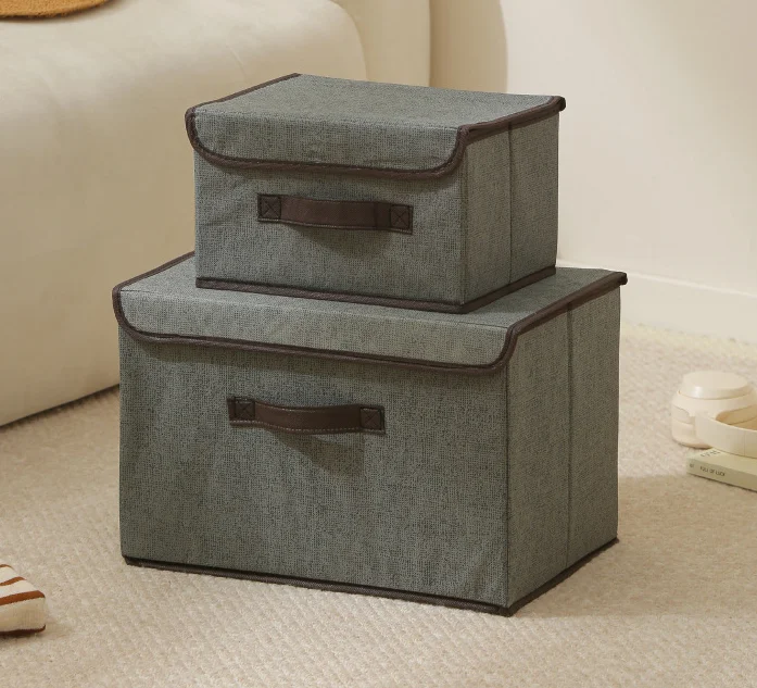 Cotton and Line Foldable Household Desktop Storage with Cov Storage Box for Underwear,socks,cosmetic,clothes,wardrobe and Drawer manufacture