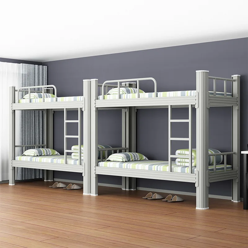 Twin Over Twin Metal Bunk Bed with Double Layer Frame for Worker Housing