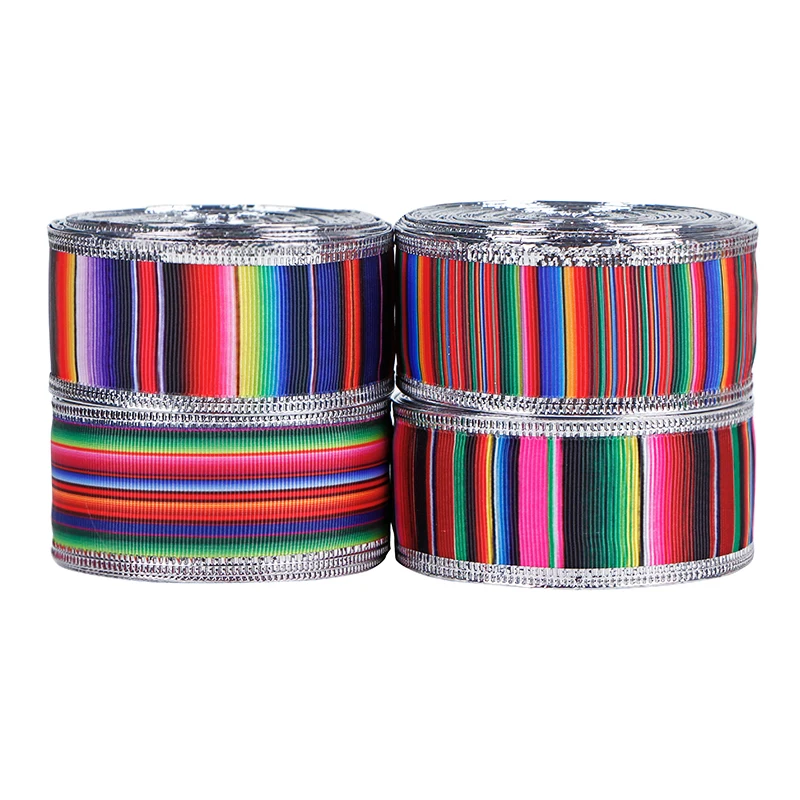 Fiesta Ribbon - Mexican Serape Ribbon with Rainbow Stripes