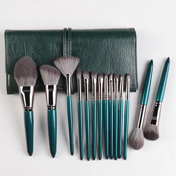 factory wholesale beauty tools set brushes make up beauty tools  fiber wood  14 piece makeup brush set with bag
