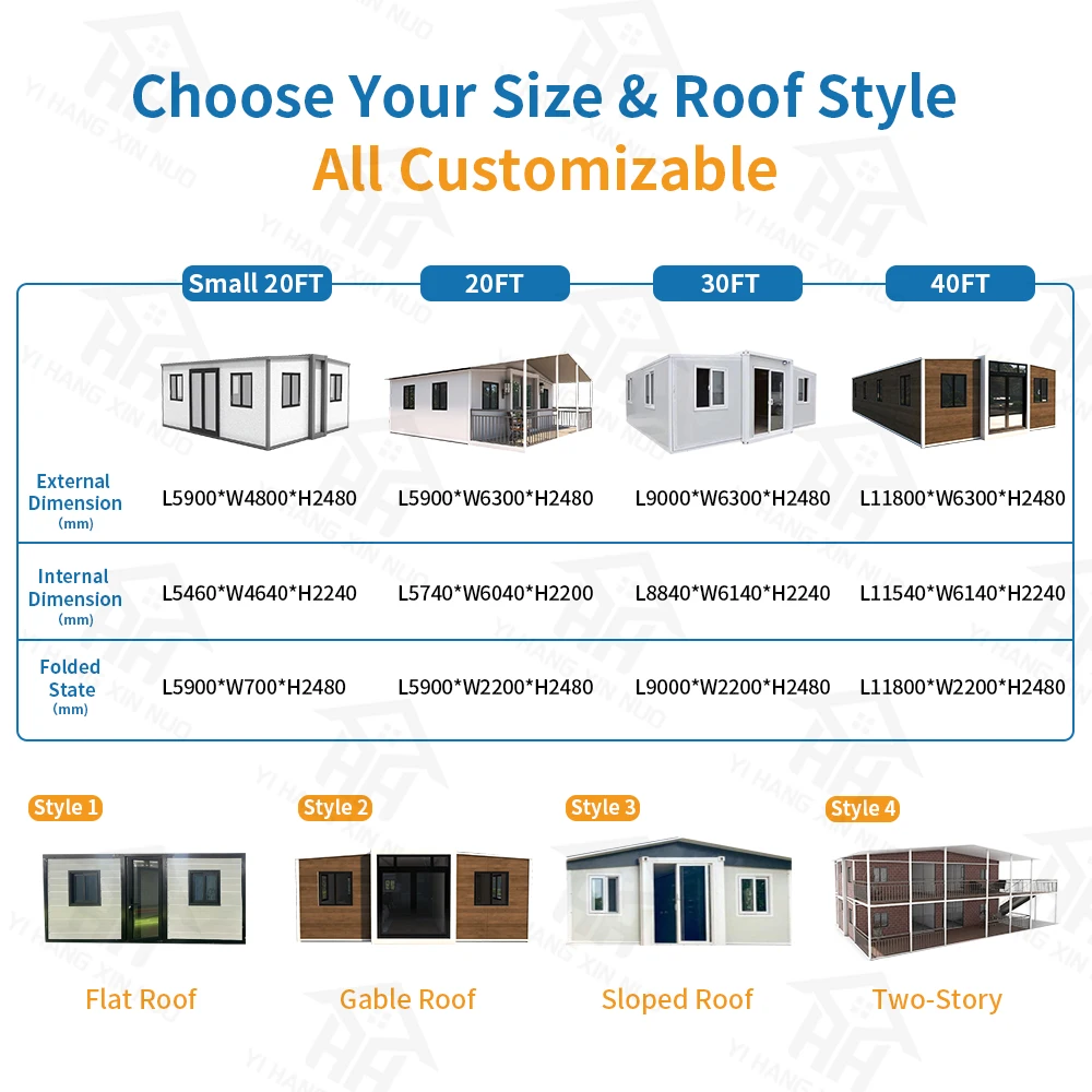 Luxury 1-4 Bedroom Expendable Modular Container Villa Foldable Portable Houses with Kitchen 20ft and 40ft Sizes Tiny Homes