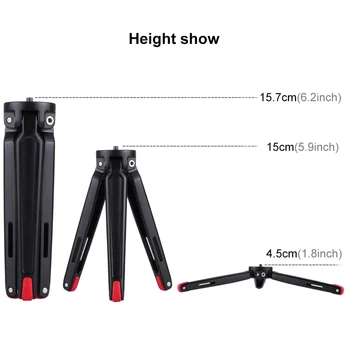 KALIOU Aluminum Alloy Mini Handheld Travel Desktop Tripod Camera Stand Holder for Canon Nikon Sony DSLR detail image