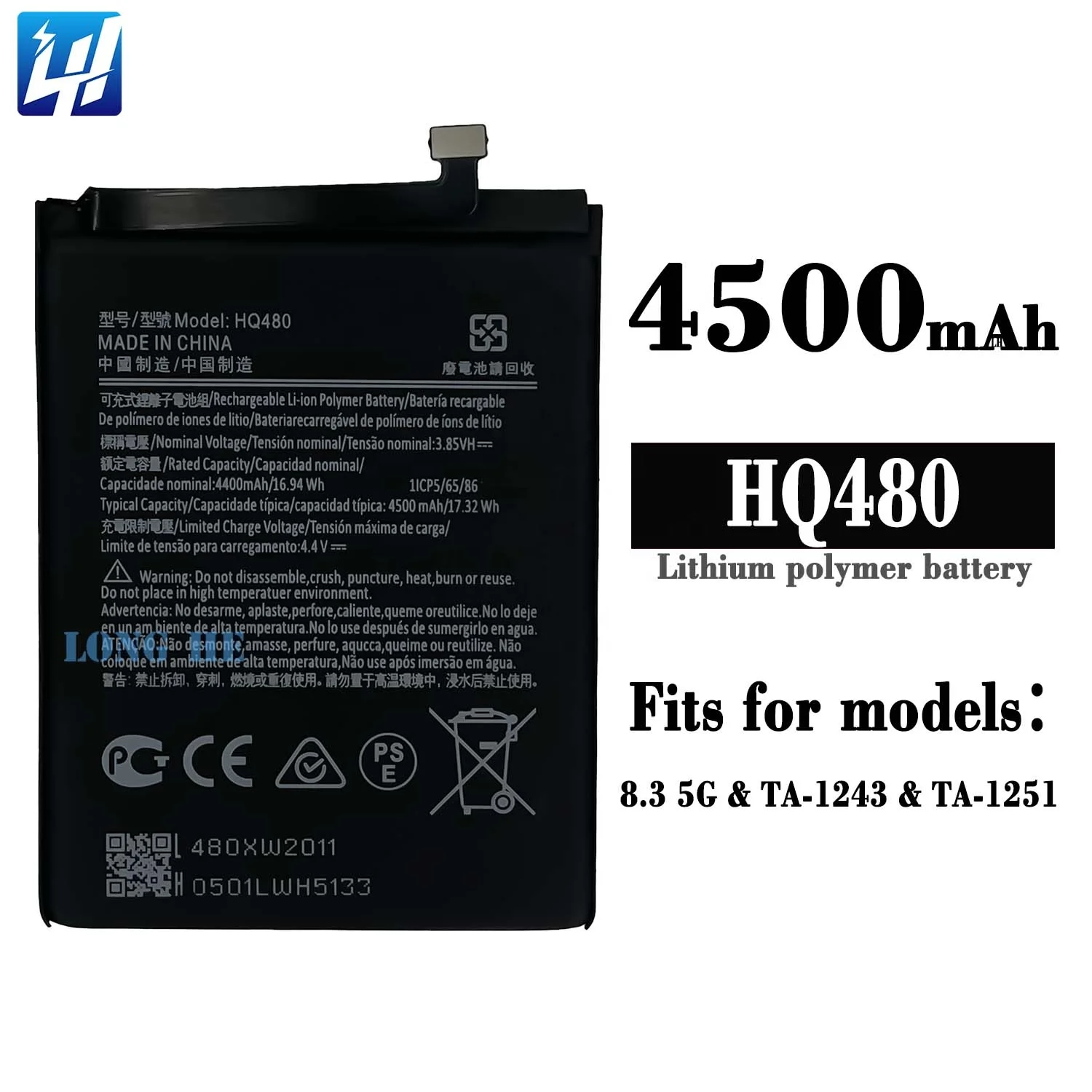 Batterie Interne HQ480 4400mAh Pour Nokia 8.3 5G – TA-1243 TA-1251 – 3.85V – NEUVE