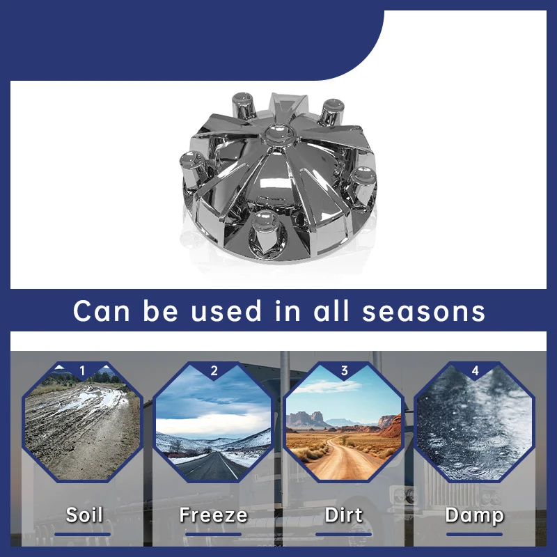 Custom Chrome Removable Hub Caps Cover Kit 33mm 32mm Front Rear Semi Truck Wheel Axle Covers 1