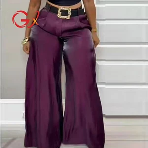 GX0321 Fashion Good Quality 2026 Fall Clothing Boutique Women's Street Wear High Waist Trouser Casual Wide Leg Pant with Belt