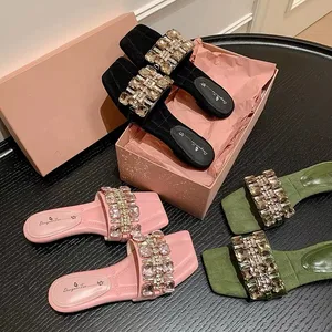 2026 Summer New Style Platform One Word All-match Fashion Internet Famous Comfortable pink square Head Sandals Shoes