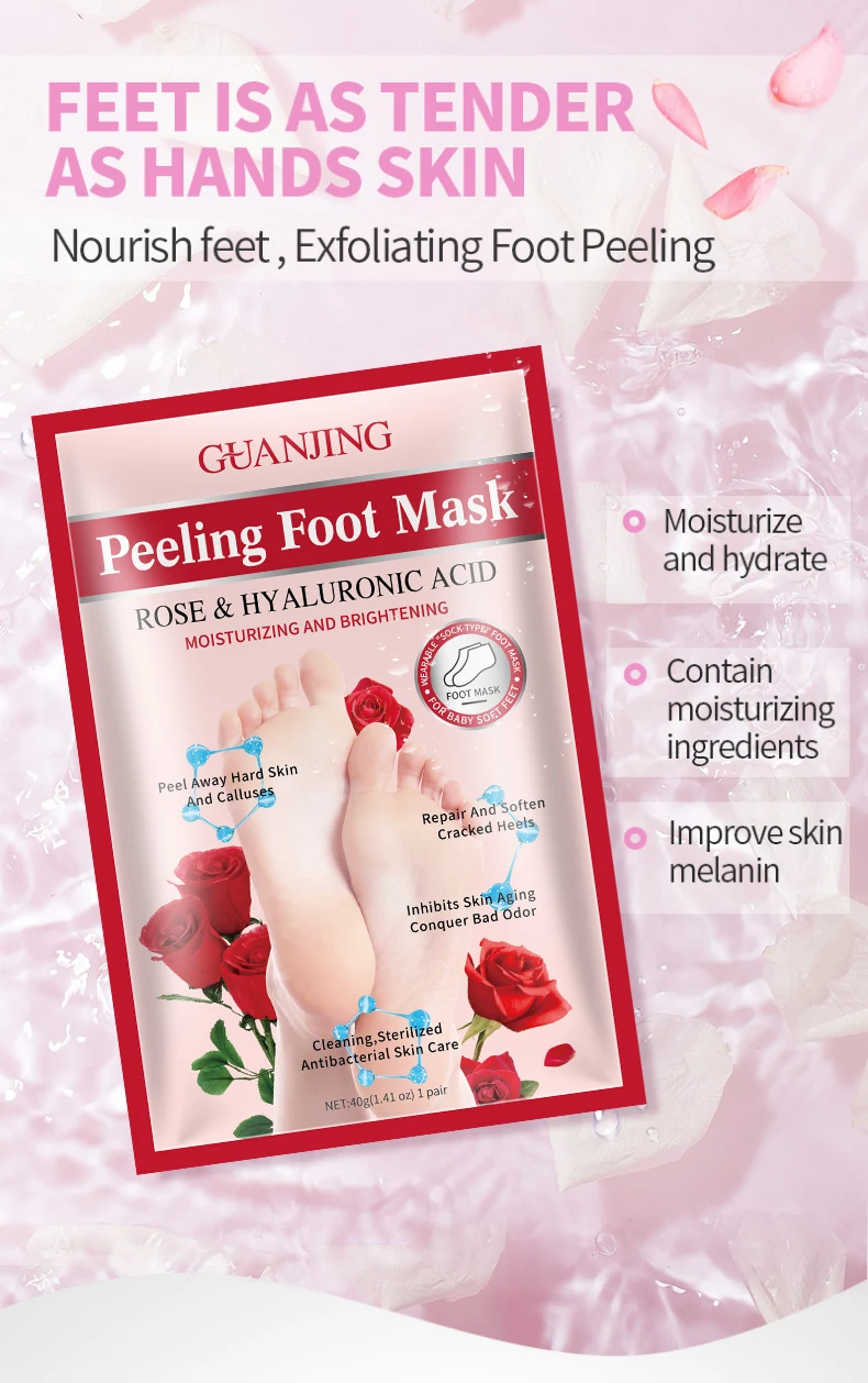 Magic Foot Mask Peel Organic Exfoliating Foot Mask Rose Nourishing Whitening Foot Mask