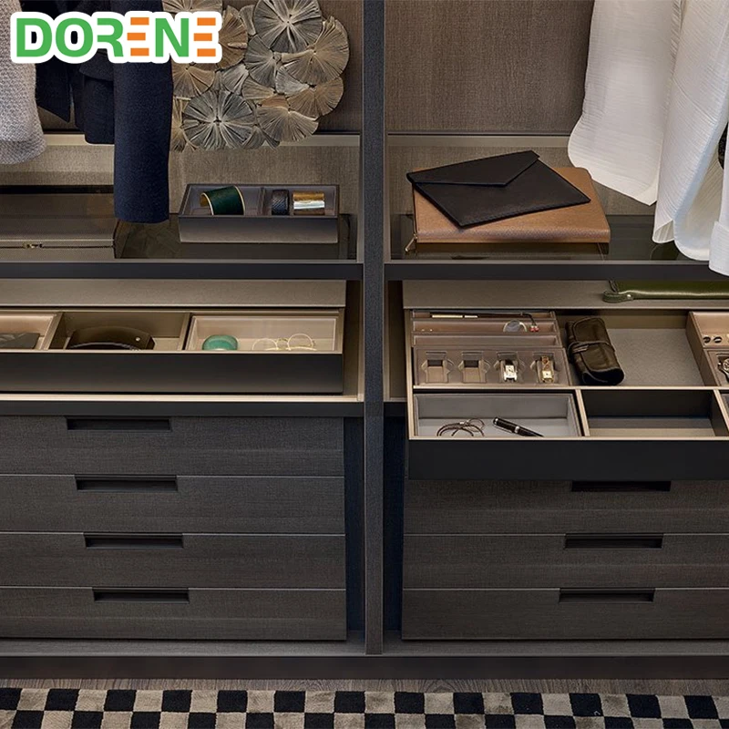 Dorene Customized Modular Built in Luxury Modern Italian Wooden Walkin Bedroom Furniture Wardrobes Closet Design With Mirror