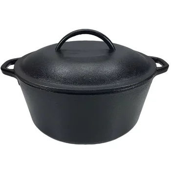 Cast Iron Dutch Oven Large & Heavy Cast Iron Dutch Oven 5-Quart Pre-Seasoned Serving Pot with Dual Handles for Cooking