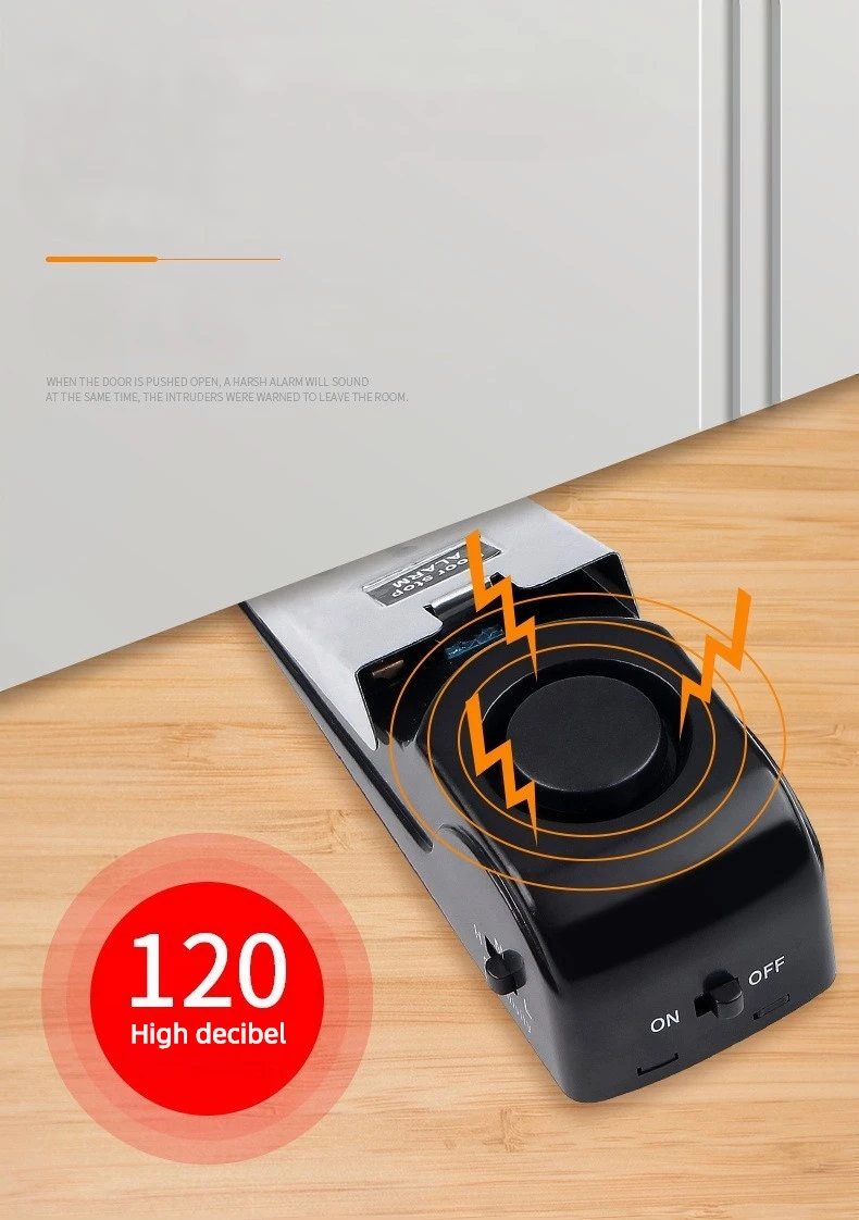 120dB Door Anti Theft Security Door Stop Wireless Household Door Stop Alarm System