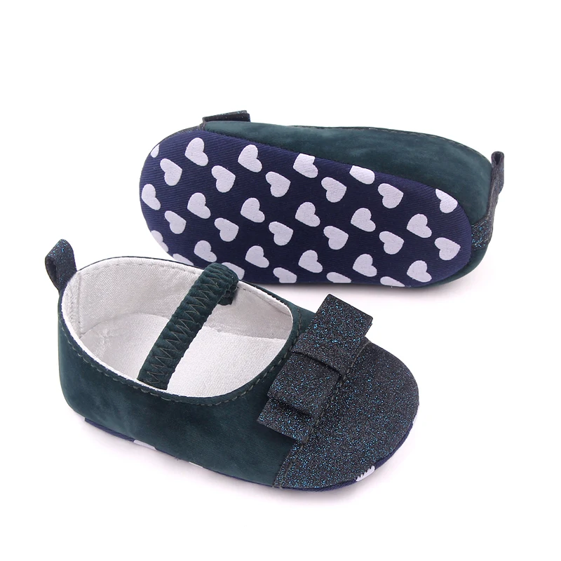 New Arrival Bling Glitter PU Material Soft Sole Baby Newborn Infant Girl Shoes factory