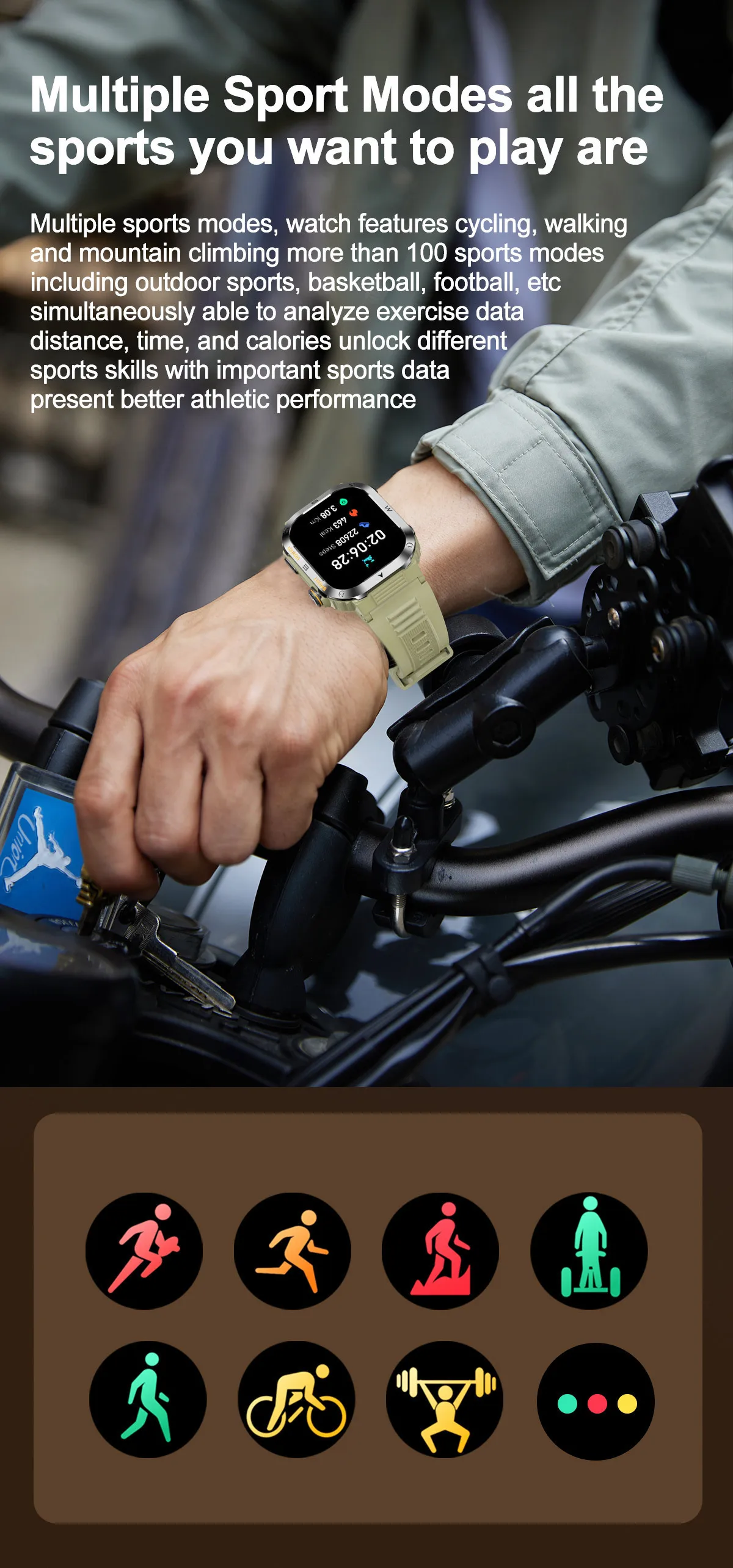 Mt39 Outdoor Sports Smart Watch 1.96 Inch Fitness Tracker Calling Reloj Montres Intelligentes Zegarek Ip68 Waterproof Smartwatch