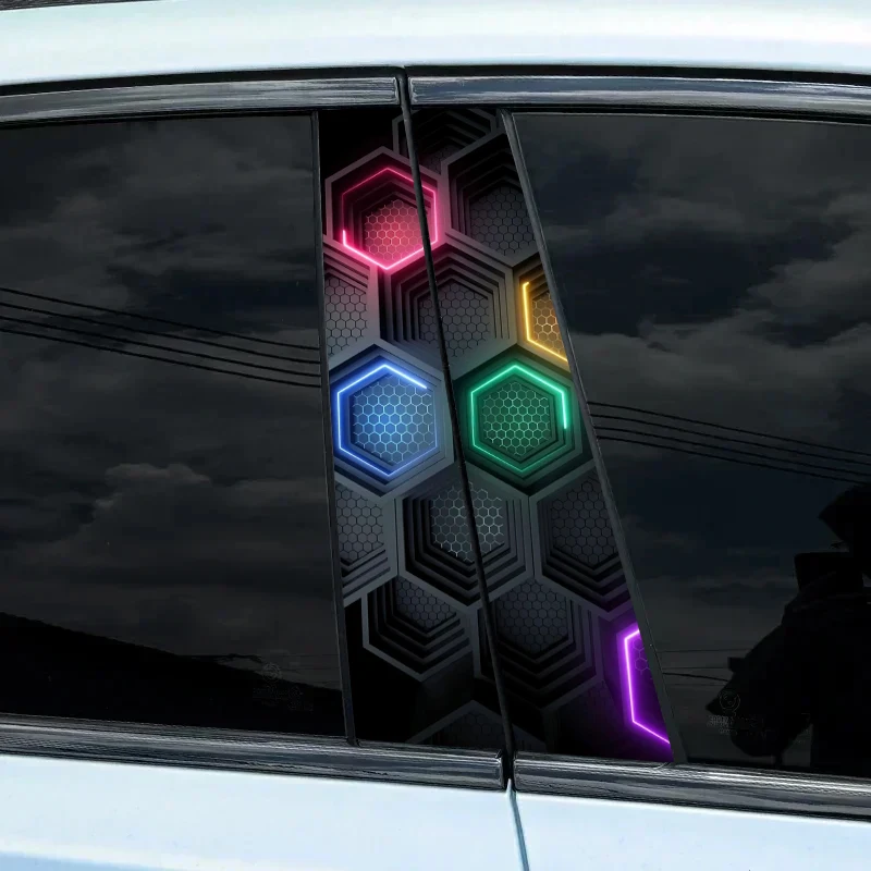 Hm Simplex Window Sticker Customizable Car Window Pillar Stickers - Honeycomb Design