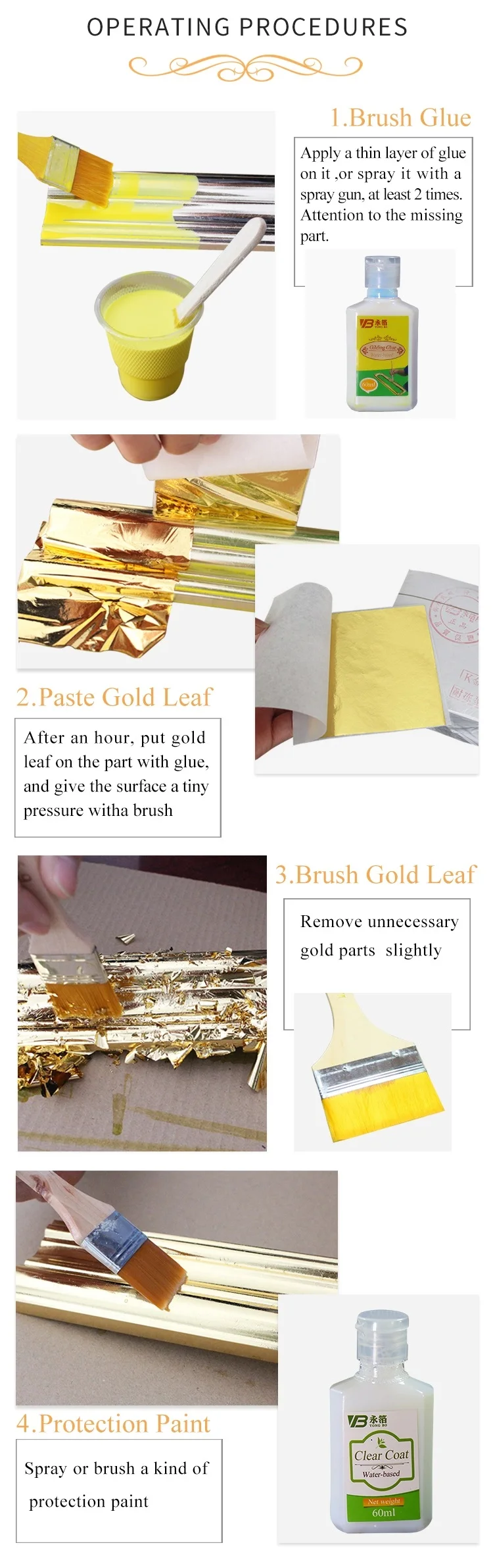 High Quality 100 Sheets 13.5 x14.2 Cm Taiwan Imitation Gold Leaf