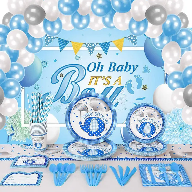 Nicro Animal Elephant Light Blue Theme Party Supplies Baby Boy Shower Happy  1st Birthday Party Wall Hanging Decoration Supplies - Buy Animal Elephant  Welcome Baby Jungle Theme Party Supplies,Animal Elephant Decorations Farm