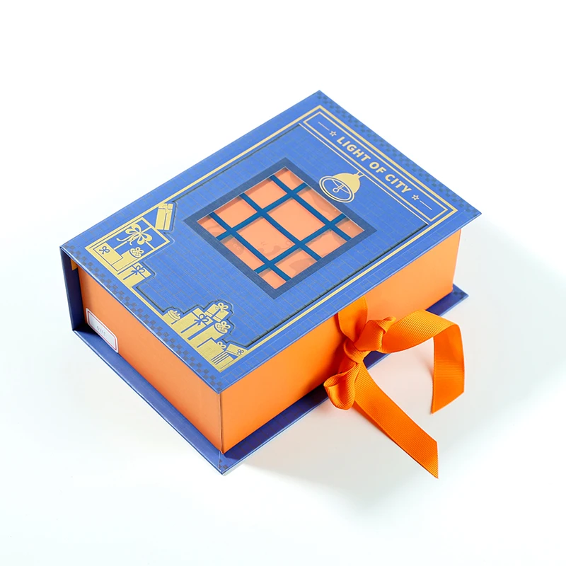 Kotak hadiah persegi panjang buatan tangan, kotak hadiah kreatif bentuk  buku dengan pita kemasan hadiah yang dapat digunakan kembali