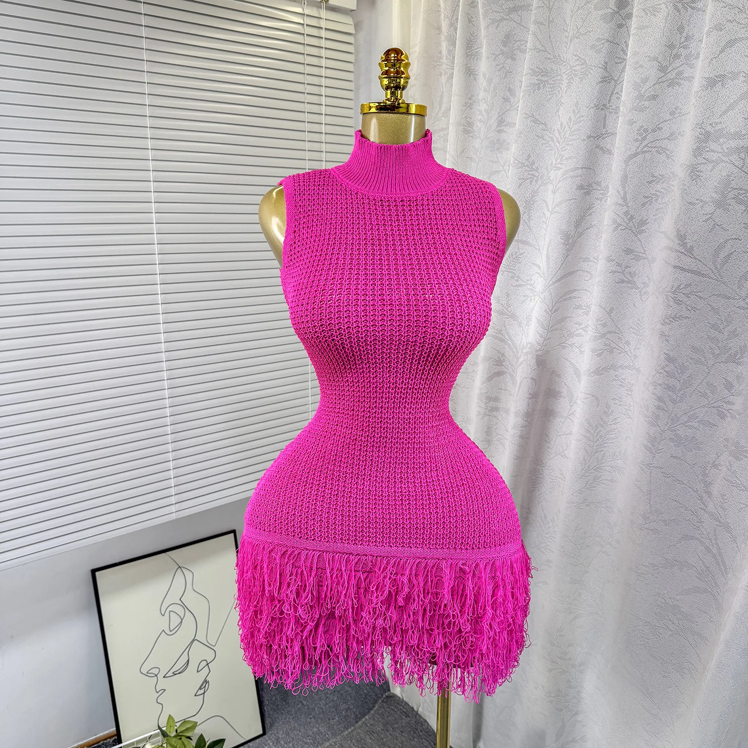 A Simple Design Sleeveless Knitted Dress for Women in Summer with Fringes,  a Slimming and Figure-hugging Short Skirt| Alibaba.com