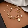 golden Double pearl heart bracelet