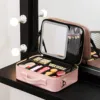 Espejo grande HD con luz LED, color rosa.