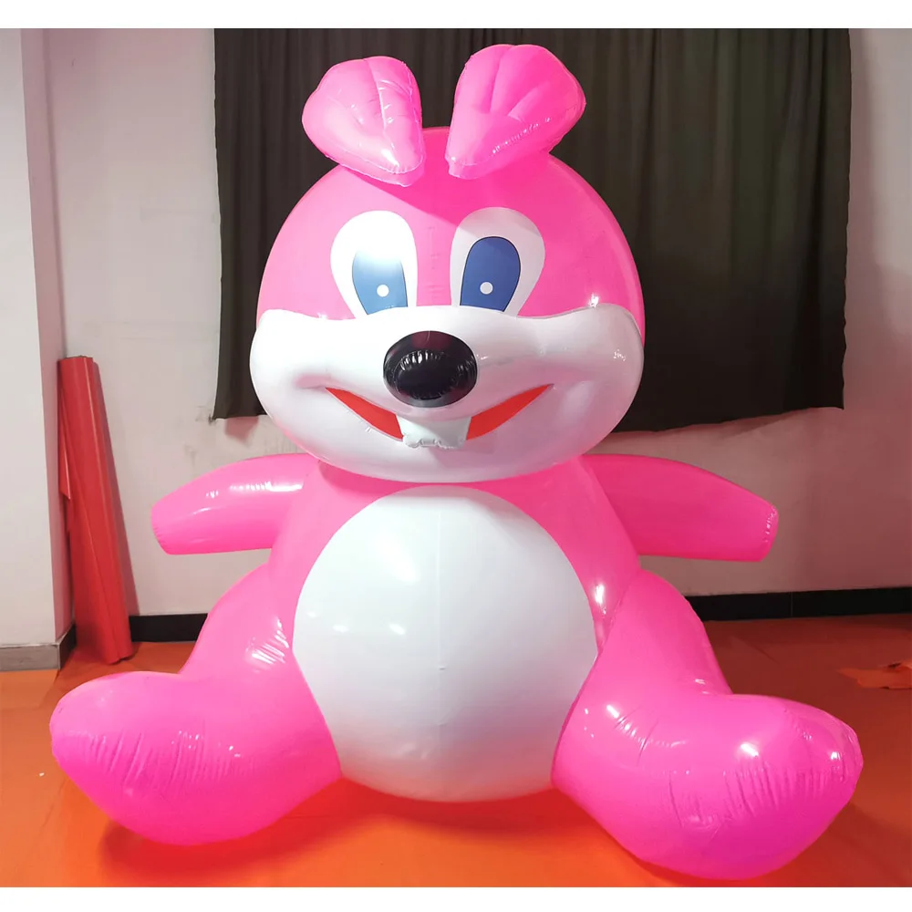 PVC製ピンクの笑顔のウサギ型インフレータブル人形、カスタム漫画風