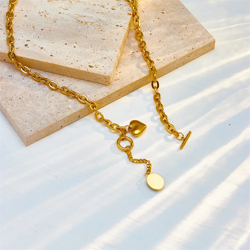 18K Gold Plated Tassel Necklace - Trendy Link Chain