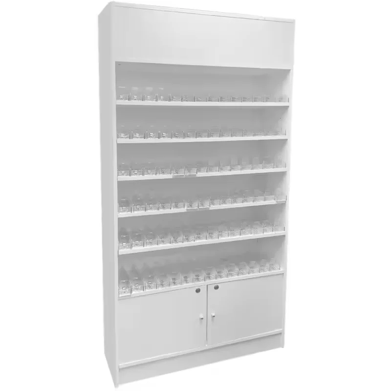Wall Display Unit With Cigarette Pushers and Storage