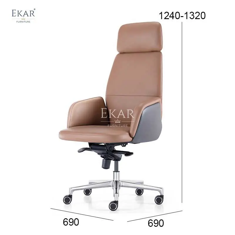 Adjustable Height Genuine Leather Office Chair - Luxury and Comfort Combined manufacture