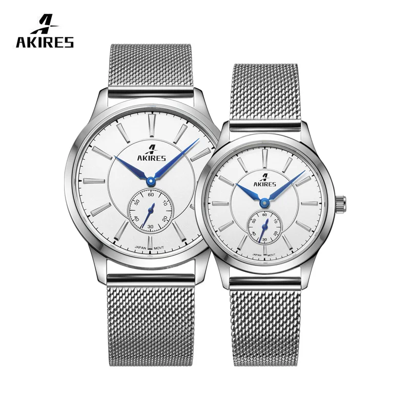 Factory Direct Sale Small Seconds 50M Waterproof Stainless Steel Watch Quartz Luxury Couple Wristwatches for Men Women