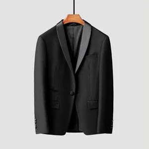2026 New Men's Banquet Black Slim Business Shawl Lapel Single Breasted Center Vent High Quality Suit Jacket for Men