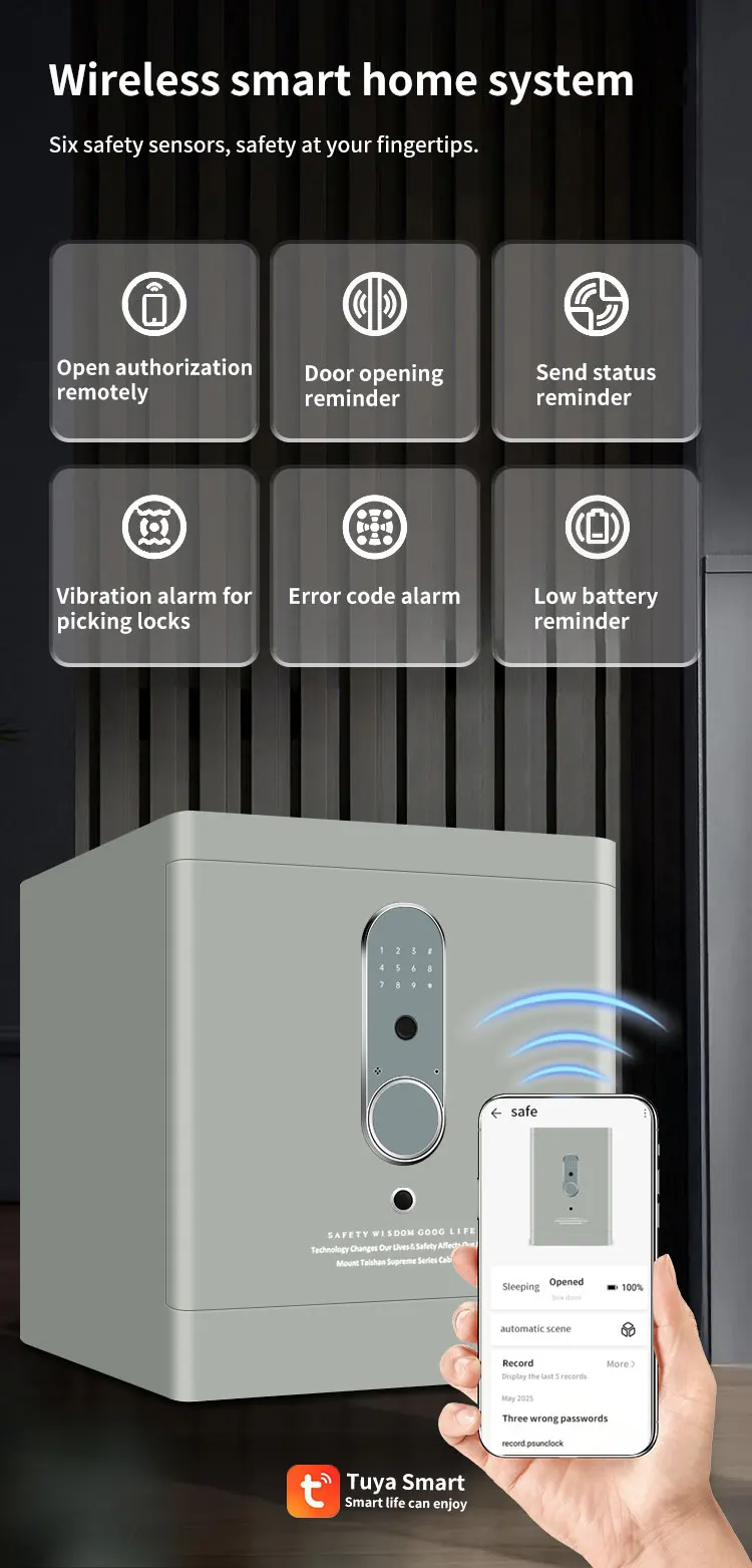 CEQSAFE All Steel Fingerprint Password Remote TUYA APP WIFI Safe Large Anti-theft Safe for Home and Office Use supplier