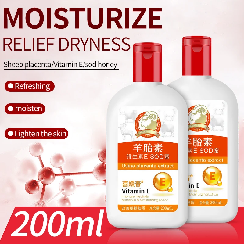 OEM/ODM 200ml Private Label Sheep Placenta Essence Cream Vitamin E Facial Skin Care Whitening Moisturizing Lotion with SOD Honey