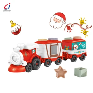 Chengji Classical Toy Train Plastic Electric Toy Inertial Lighting Music Function Cartoon Christmas Theme Diy Classic Toy Train