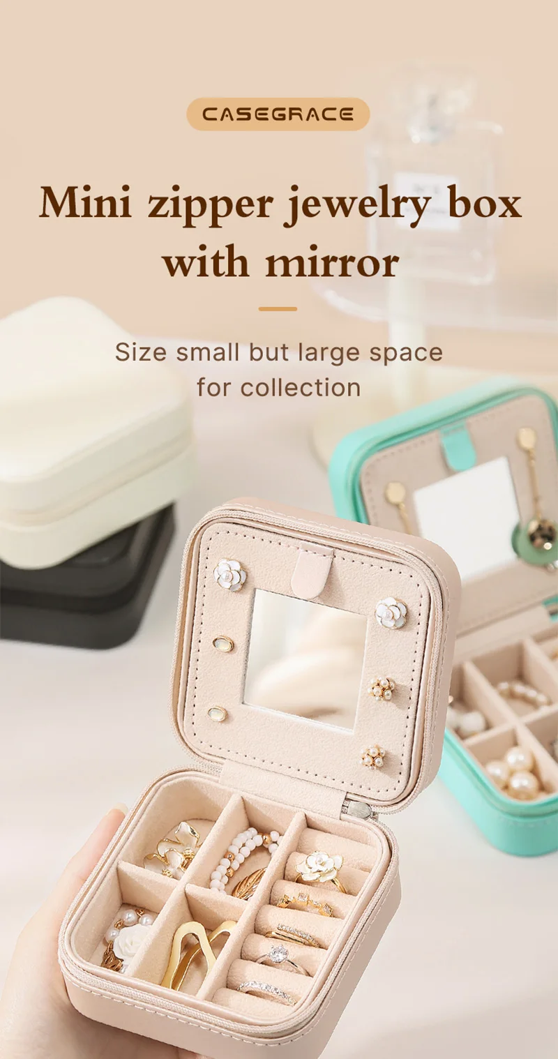 Wholesale Luxury Handmade Square Small Travel Jewelry Box Organizer