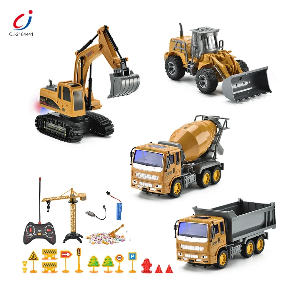 5CH Remote Control Excavator Inertia Friction Construction Truck Series Toys Set Rc Engineering Vehicles for Kids