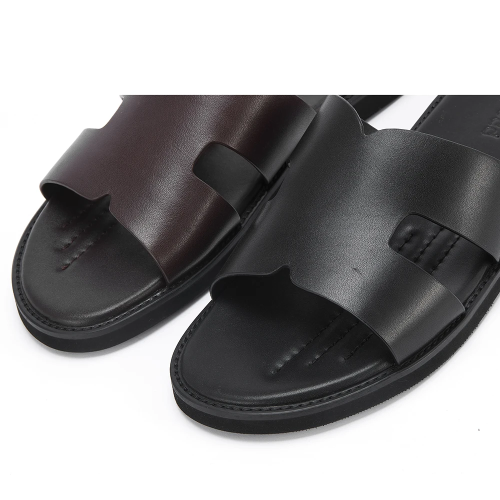 2025 Elegant Men's Calf Leather Non-slip Slippers. - Image 6