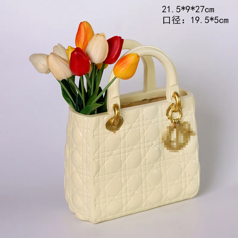 Drea Nordic Creative Resin Handbag Flower Vase With Logo Flower
