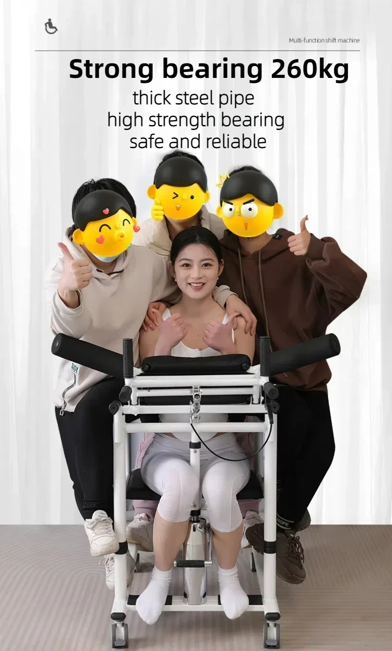 Bathroom Safety Equipment Paralyzed Patient Transfer Wheelchair with Commode Lifter for Moving Patients in Bath or Toilet factory