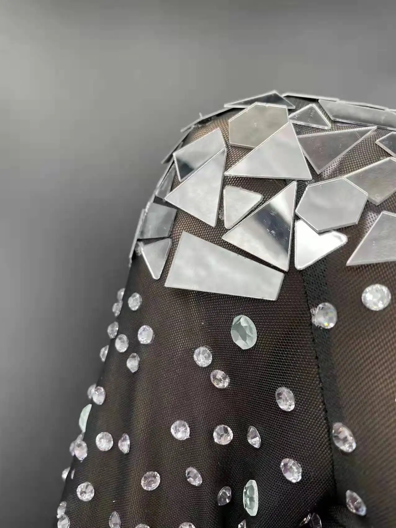 Блестящее платье со стразами полупрозрачное бальное с высоким разрезом роскошная одежда для