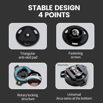 Fotopro Universal Speedy Tripod Mount Plate Camera Clamp Mount Swivel Lock Mechanism Camera Quick Release Plate detail image