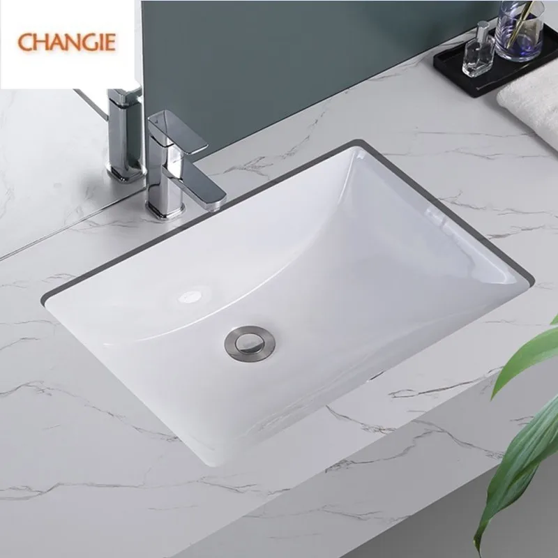 Standard Height Many Sizes White Ceramic Under Mount Wash Basin for Bathroom Vanity Top