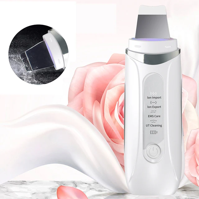 Professional Multifuncional Heating Anti Spatula Device Ultrasonic Peeling Facial Scraper Pore Cleaner Sonic Skin Scrubber