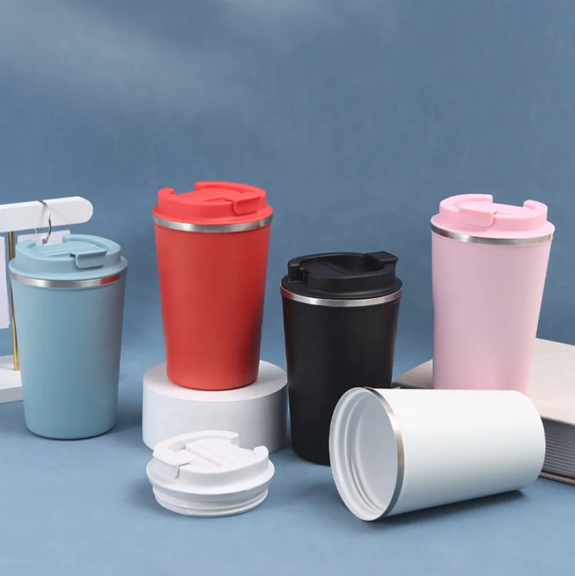 Modern Custom Style 380ml 500ml Ceramic Liner Inner Coated Tumbler Insulated Coffee Mug Keep Cold Warm