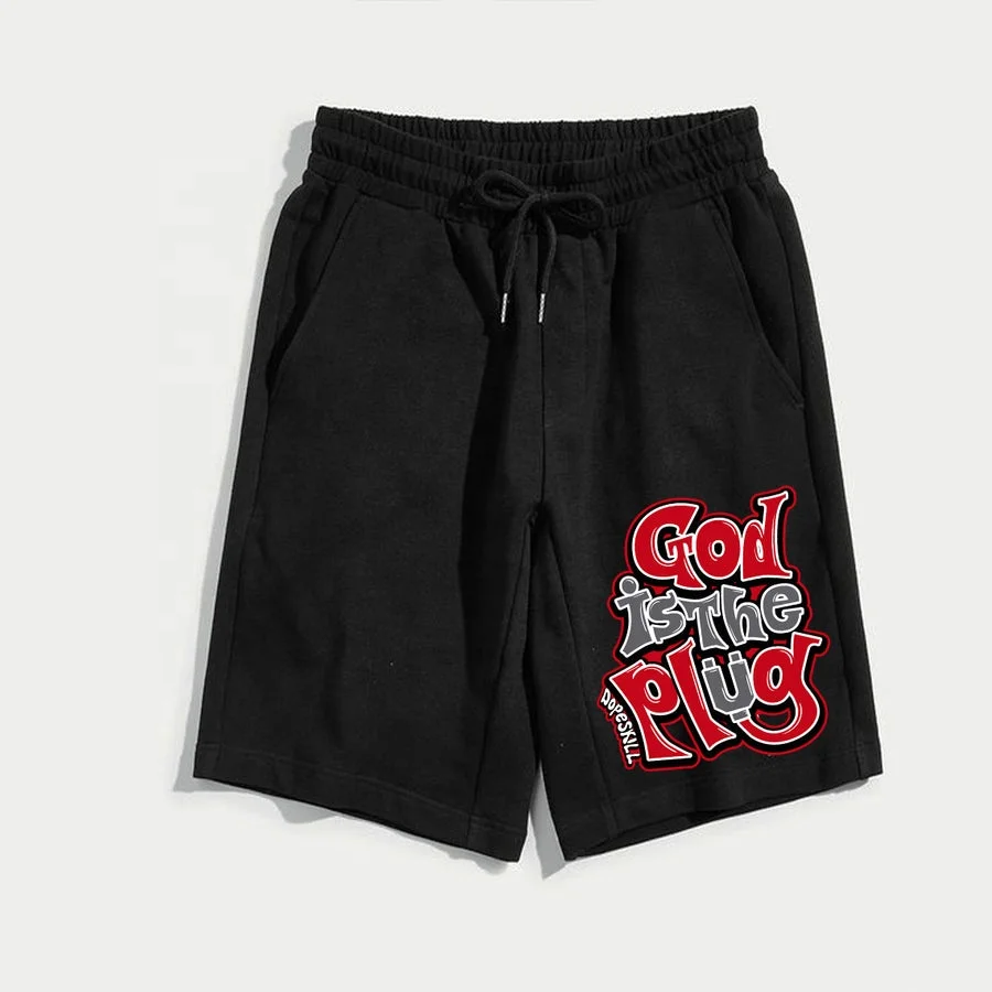 Wholesale For Men God Is The Plug Print 100% Cotton Plus Size Men's Fleece Shorts To Match Jd 13 Flint - Buy Men Shorts,Plus Size Men's Shorts,Shorts For Men